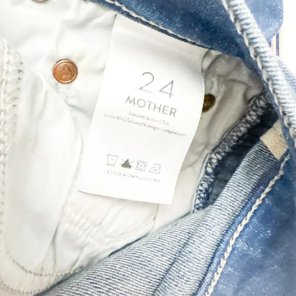 Mother Insider Crop Step Fray Good Girls Race Denim Jean Zip Fly Raw Hem Size 24